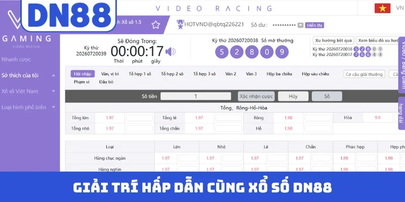 Giải trí hấp dẫn cùng xổ số DN88