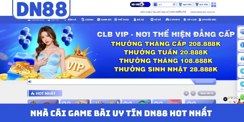 Nhà cái game bài uy tín DN88 hot nhất