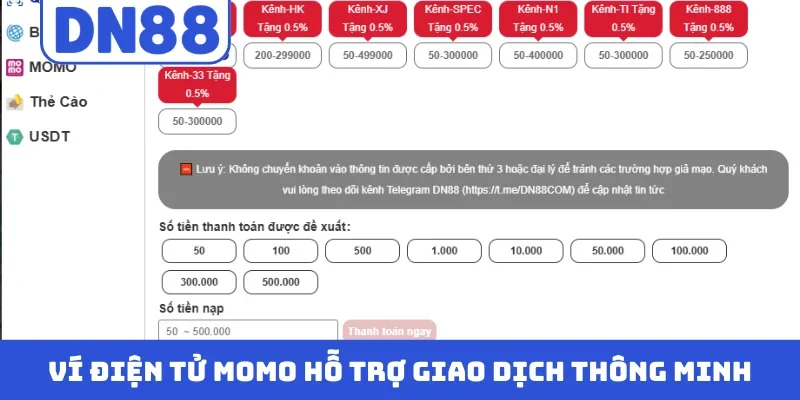 Ví điện tử Momo hỗ trợ giao dịch thông minh
